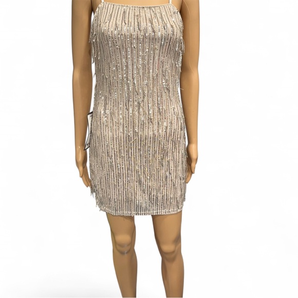 Macy's Champagne Sequin Mini Dress - Picture 1 of 7